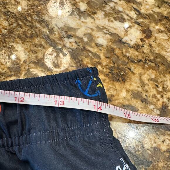 Nautica Mens Small Navy Print Swim Trunks - Picture 5 of 7